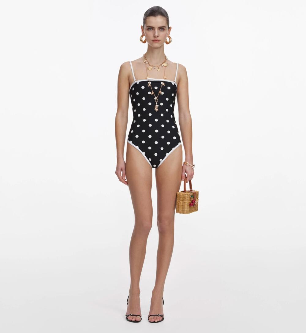 Self-Portrait Black Polka Dot Swimsuit